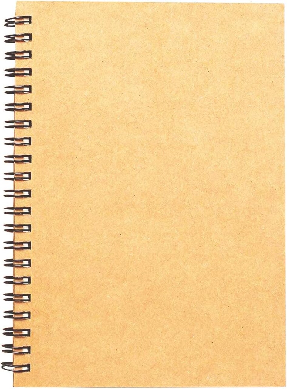 Spiral Sketch Book Large Notebook(Built-in drawing board) Kraft Cover Blank Sketch Pad Wirebound Sketching for Drawing Painting 8.6x11.4-Inch (1 Pack) 200 Pages, 100 Sheets
